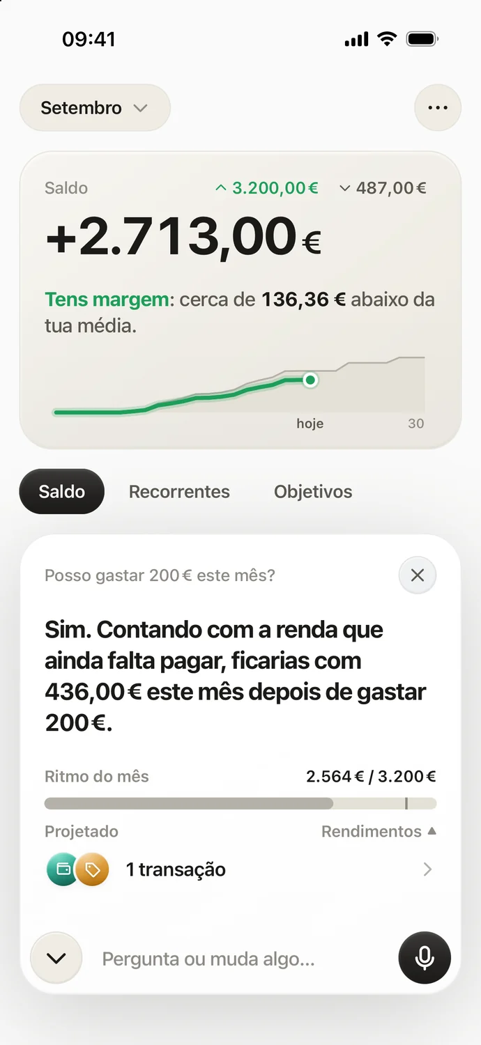 Resposta do assistente: ficarias com 436 € depois de gastar 200 €